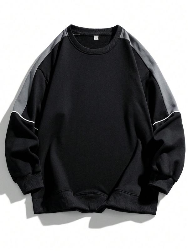 Men's Colorblock Contrast Binding Drop Shoulder Sweatshirt