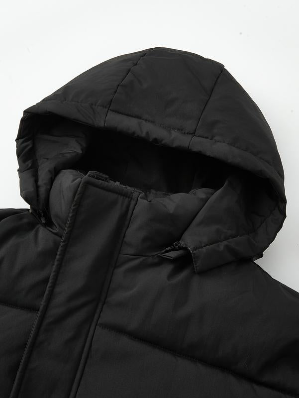 GGT Men's Solid Color Pocket Zipper Hooded Coat