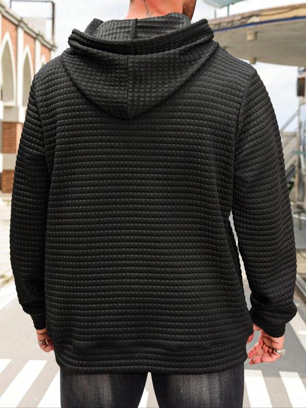 Men's Casual Plaid Drawstring Hoodie