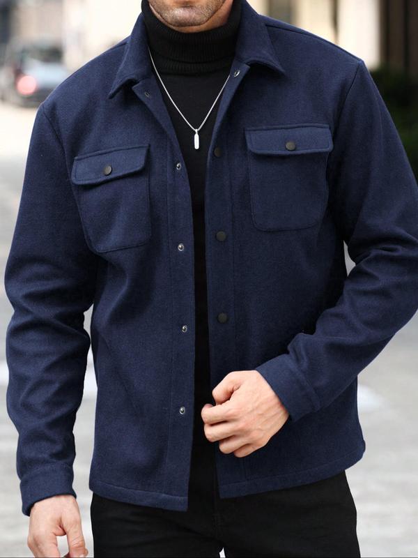 Men's Simple Woolen Jacket Coat, Fashion Casual Design