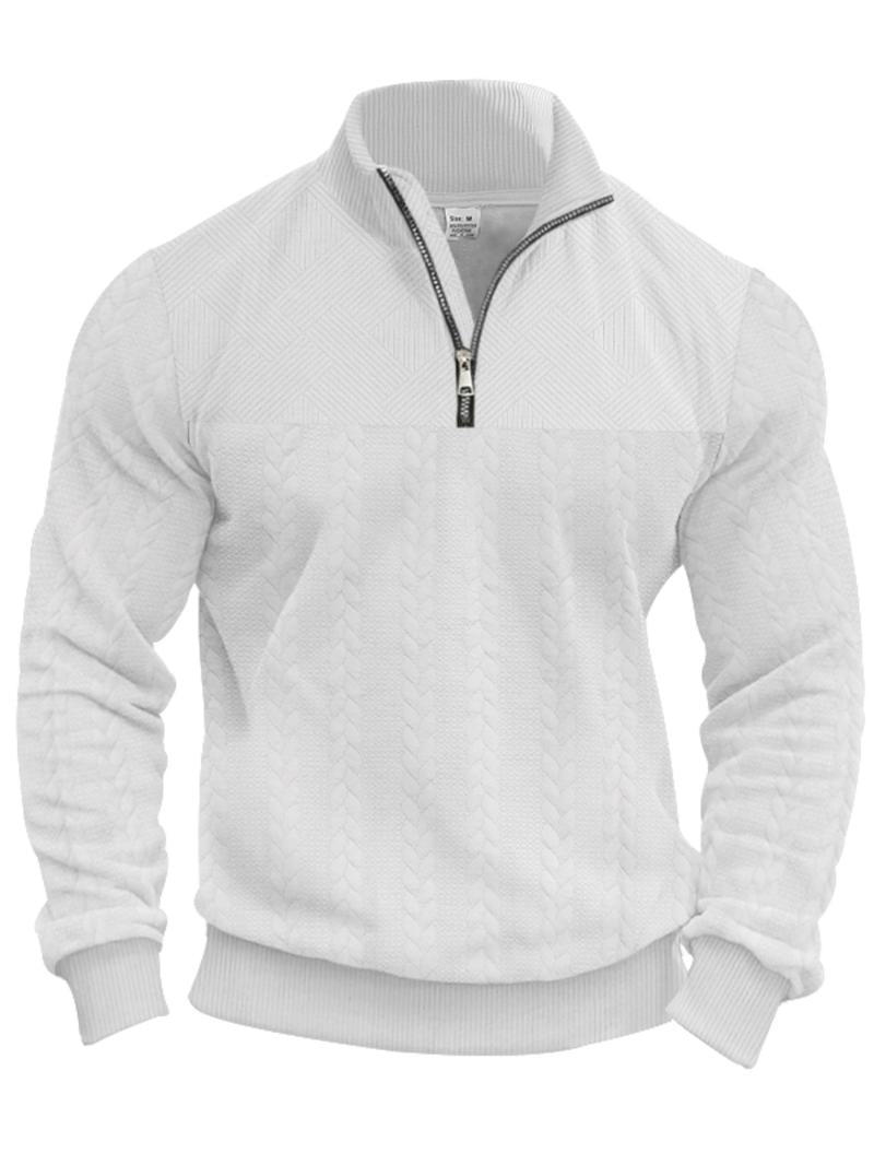 Men's Solid Zip Up Drop Shoulder Sweatshirt
