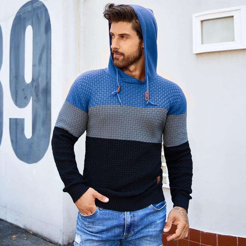 GGT Mens Hooded Sweatshirt Tricolor Long Sleeve Hoodie Pullover Sweater