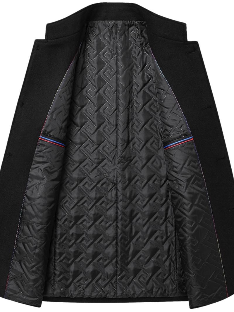 KZZ Men's Solid Color Overcoat, Elegant, Casual, Comfortable Long-Sleeved Button-Down Jacket