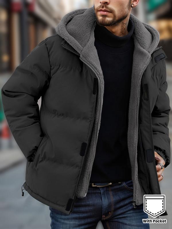 GGT Men's Thickened Windproof Winter Jacket - Cold-Resistant Warm Fleece Lined Hooded Coat