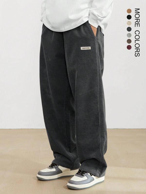 KZZ Unisex Loose Solid Patched Drawstring Waist Pants