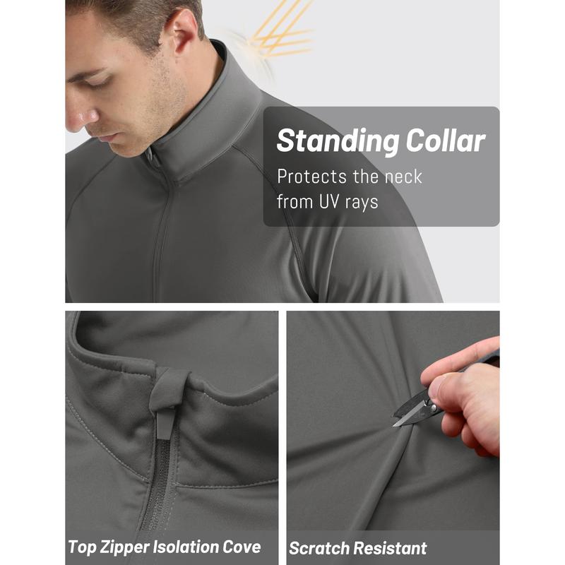 Men's  Zip Shirt  Quick Dry Lightweight Long Clothing Sports Casual Wear