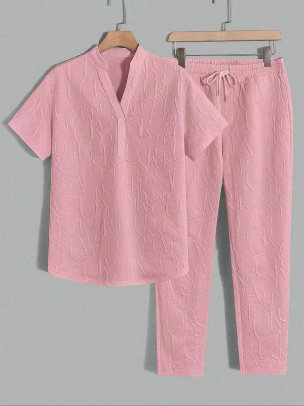 letter T-shirt and drawstring pants spring and summer casual set