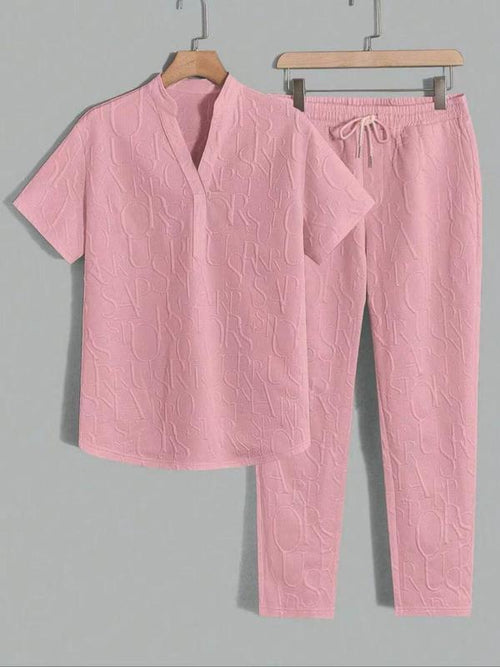 letter T-shirt and drawstring pants spring and summer casual set