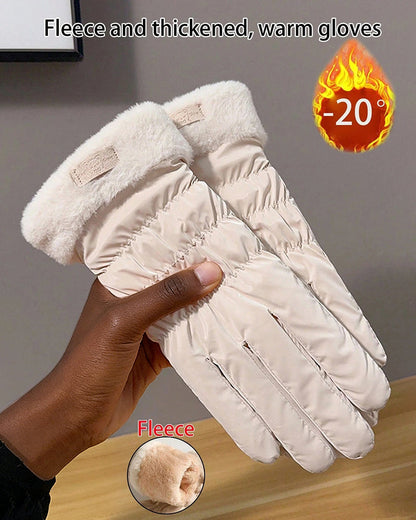 Warm Gloves Velvet Thickened Outgoing Windproof Water-repellent Ski Gloves