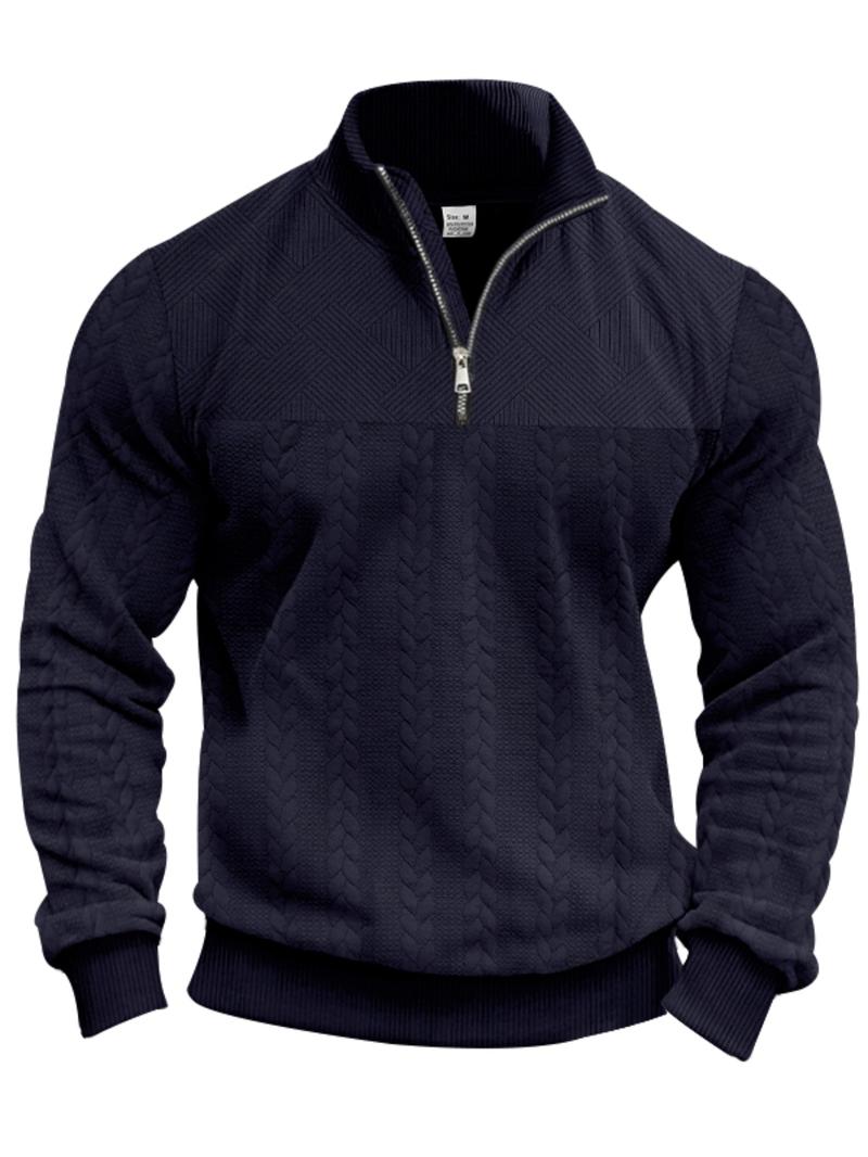 Men's Solid Zip Up Drop Shoulder Sweatshirt