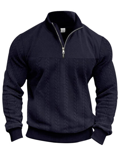 Men's Solid Zip Up Drop Shoulder Sweatshirt
