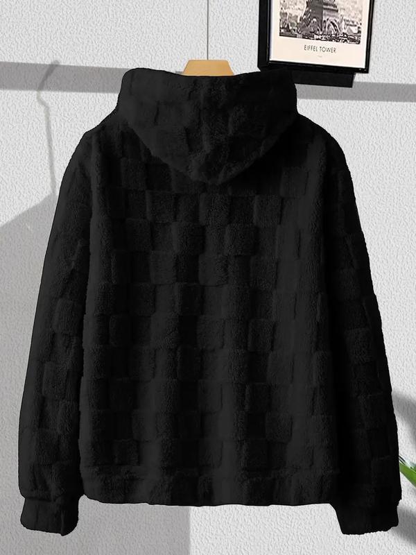 NewYork Hoodie Men's Letter Embroidery Pocket Textured Flannel Hoodie