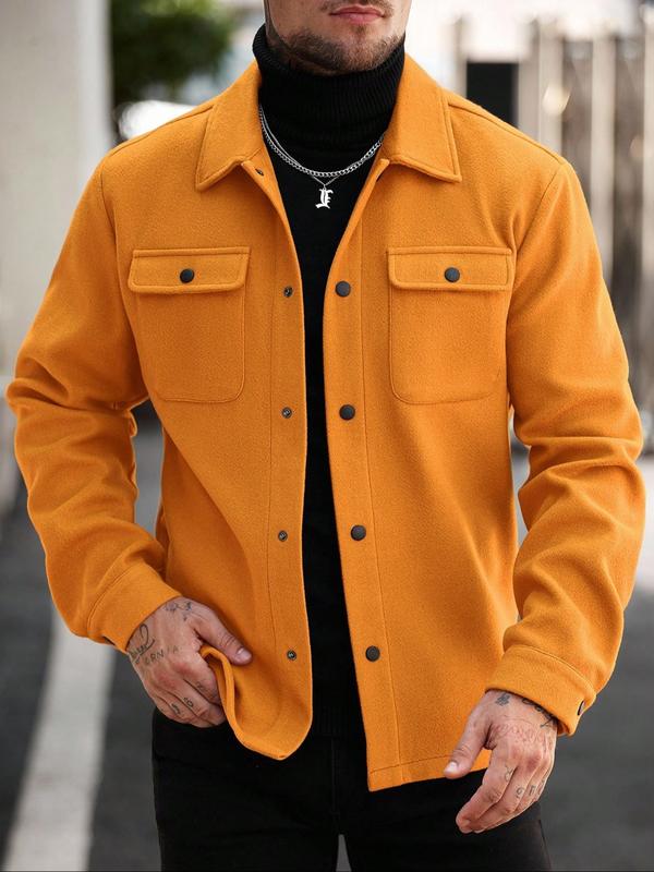 Men's Simple Woolen Jacket Coat, Fashion Casual Design