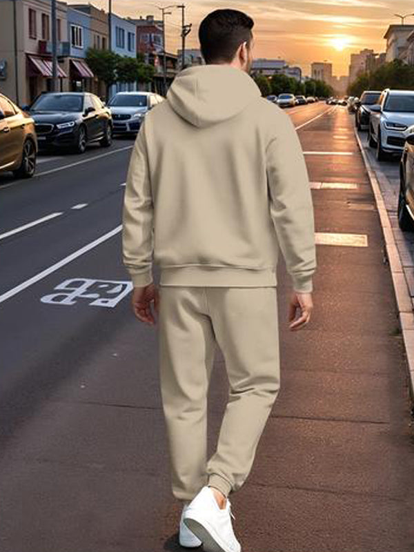 KZZ Men's Printed Hoodie and Drawstring Sweatpants Set, Menswear