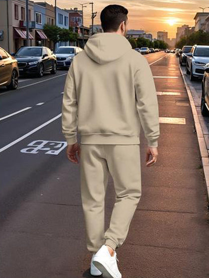 KZZ Men's Printed Hoodie and Drawstring Sweatpants Set, Menswear