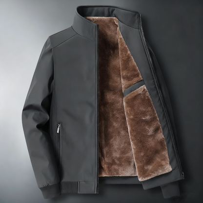 GGT Men's Solid Color Zip Up Thermal Lined Fleece Jacket