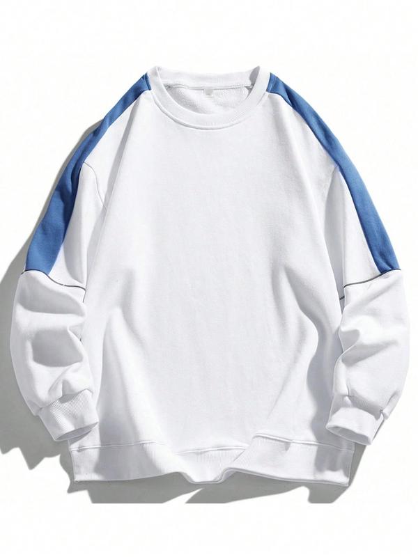 Men's Colorblock Contrast Binding Drop Shoulder Sweatshirt