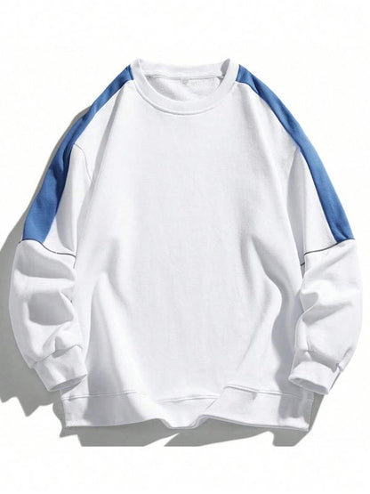 Men's Colorblock Contrast Binding Drop Shoulder Sweatshirt