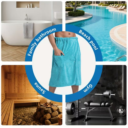 1pc 82*155cm 280gsm suitable for M-XXXL Men's bath skirt bath towel plus size bath skirt suitable for home, travel, steaming, spa, beach, 32.28*61in