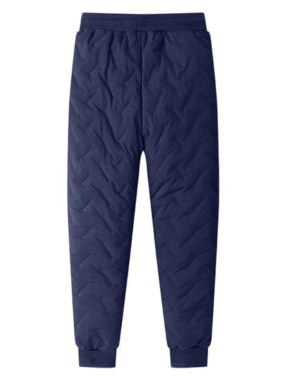 Men's Warm Fleece-Lined Straight-Leg Jogger Pants with Zipper Pockets