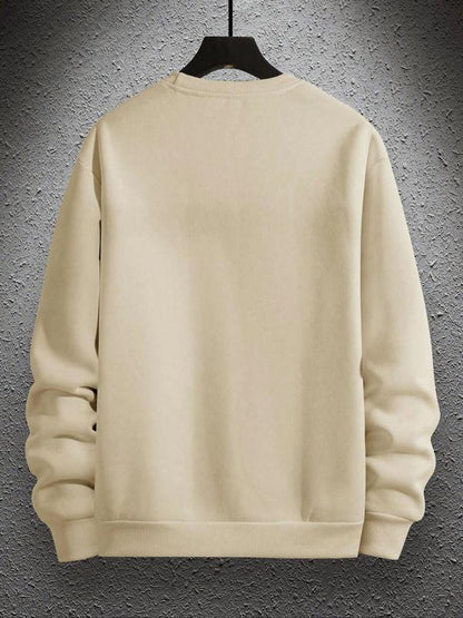 Men's Solid Color & Letter Print Drop Shoulder Sweatshirt