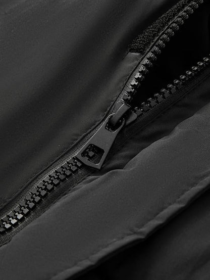 GGT Men's Solid Color Pocket Zipper Hooded Coat