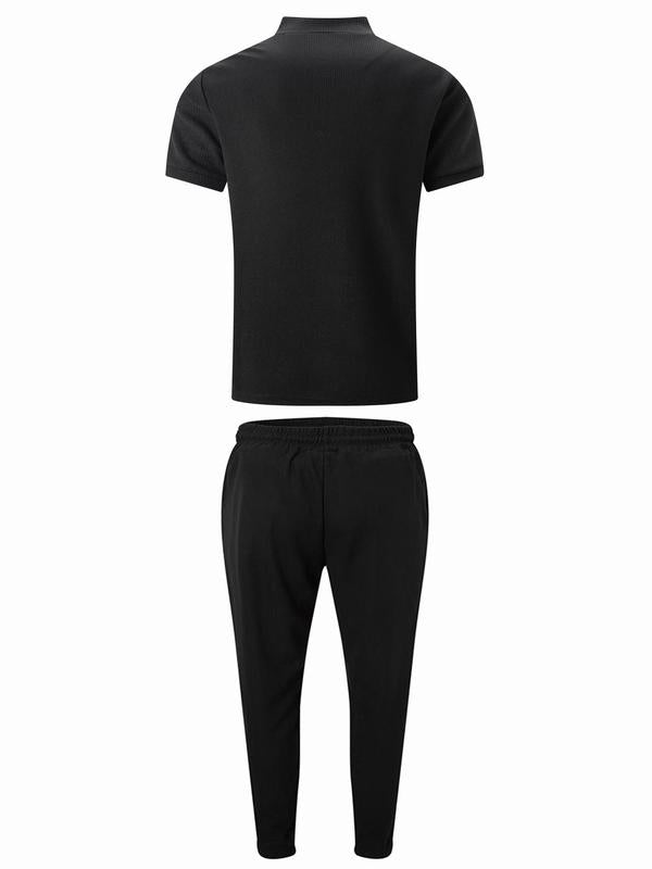 Men's Pure Color Jacket and Sports Leisure Long Pants
