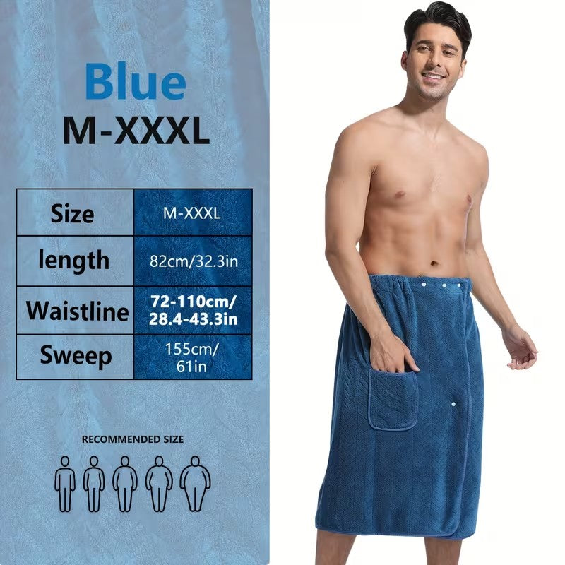 1pc 82*155cm 280gsm suitable for M-XXXL Men's bath skirt bath towel plus size bath skirt suitable for home, travel, steaming, spa, beach, 32.28*61in