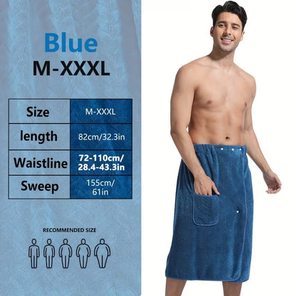 1pc 82*155cm 280gsm suitable for M-XXXL Men's bath skirt bath towel plus size bath skirt suitable for home, travel, steaming, spa, beach, 32.28*61in