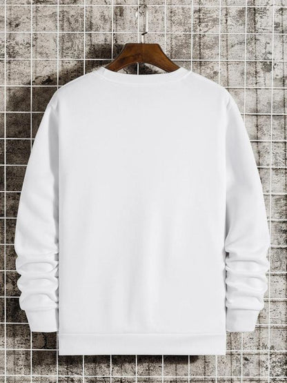 Men's Solid Color & Letter Print Drop Shoulder Sweatshirt
