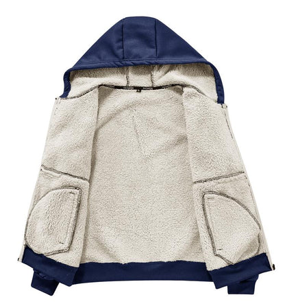 GGT Men's winter hooded jacket, multi-pocket casual lapel men's top