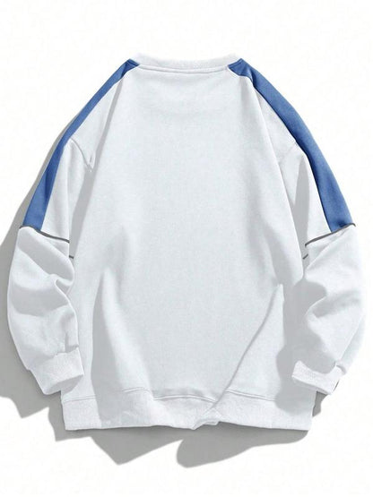 Men's Colorblock Contrast Binding Drop Shoulder Sweatshirt
