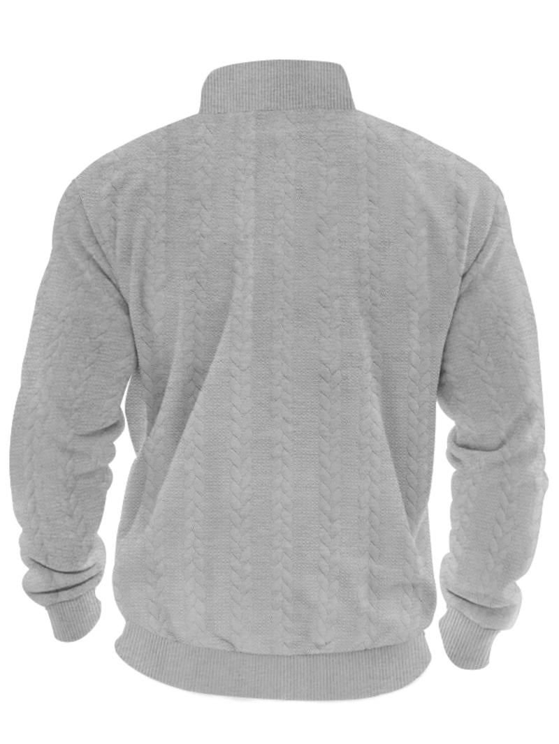 Men's Solid Zip Up Drop Shoulder Sweatshirt