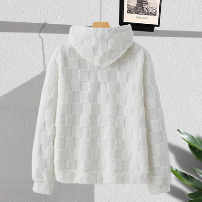 NewYork Hoodie Men's Letter Embroidery Pocket Textured Flannel Hoodie