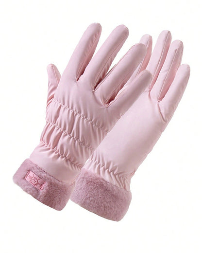Warm Gloves Velvet Thickened Outgoing Windproof Water-repellent Ski Gloves