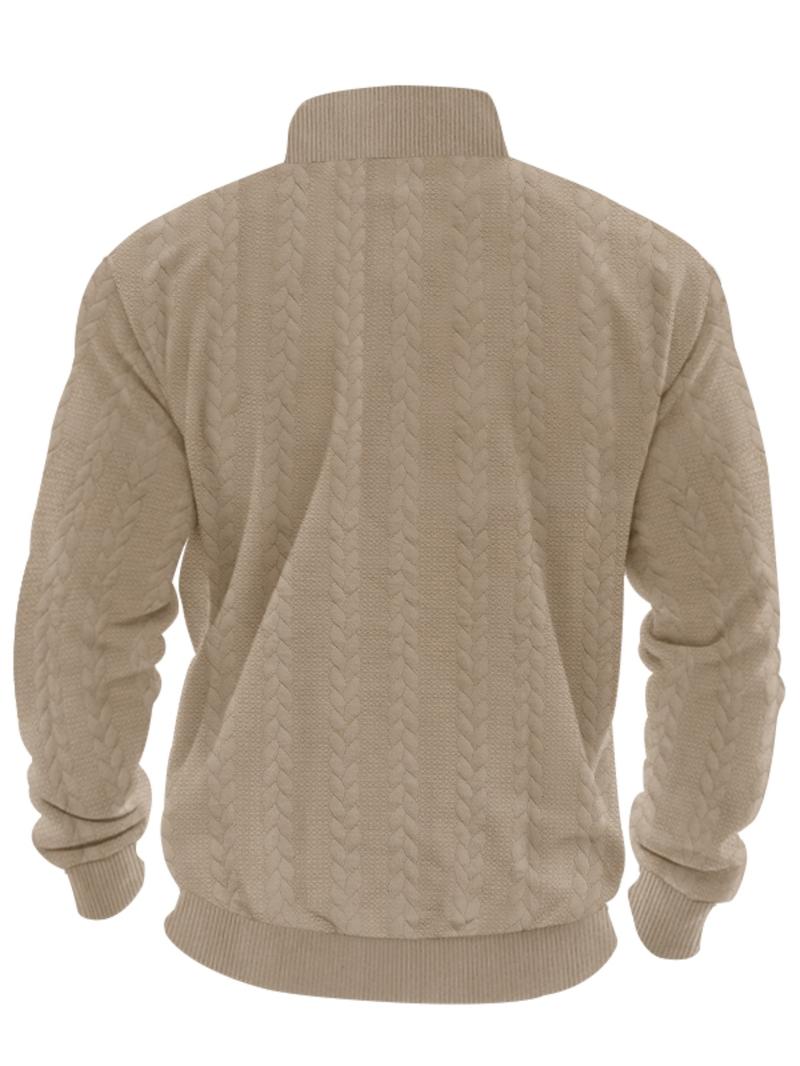 Men's Solid Zip Up Drop Shoulder Sweatshirt