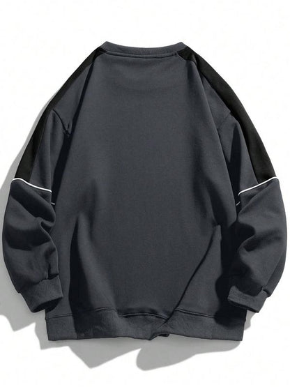 Men's Colorblock Contrast Binding Drop Shoulder Sweatshirt