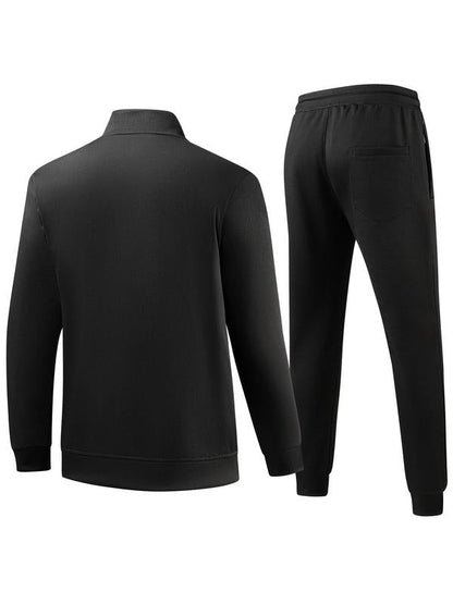 GGT Men's Solid Zip Up Pocket Jacket & Drawstring Waist Pants Sportswear Set