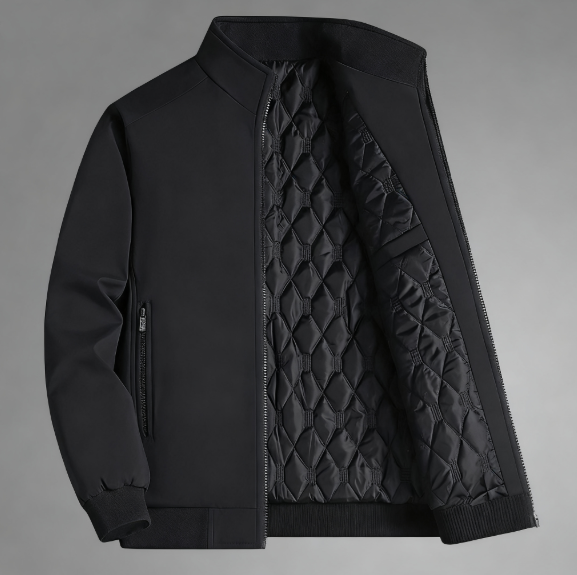 GGT Men's Solid Color Zip Up Thermal Lined Fleece Jacket