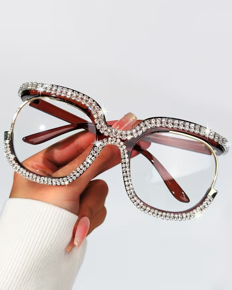 Rhinestone Glasses Fashion Women Oversized Glasses