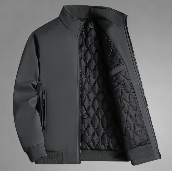 GGT Men's Solid Color Zip Up Thermal Lined Fleece Jacket