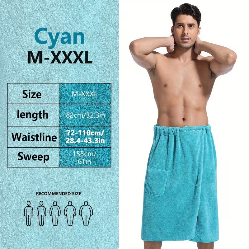 1pc 82*155cm 280gsm suitable for M-XXXL Men's bath skirt bath towel plus size bath skirt suitable for home, travel, steaming, spa, beach, 32.28*61in