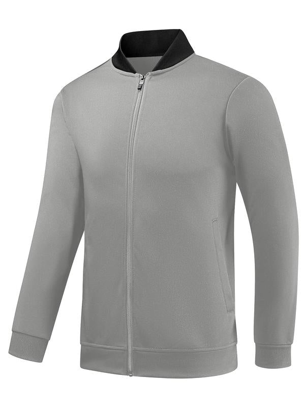 GGT Men's Solid Zip Up Pocket Jacket & Drawstring Waist Pants Sportswear Set