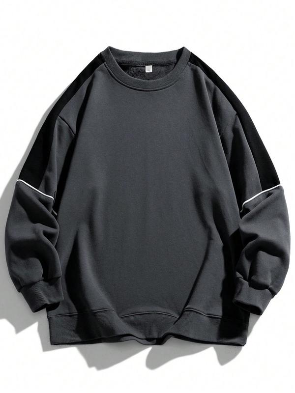 Men's Colorblock Contrast Binding Drop Shoulder Sweatshirt