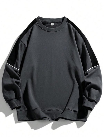 Men's Colorblock Contrast Binding Drop Shoulder Sweatshirt