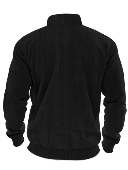 Men's Solid Zip Up Drop Shoulder Sweatshirt