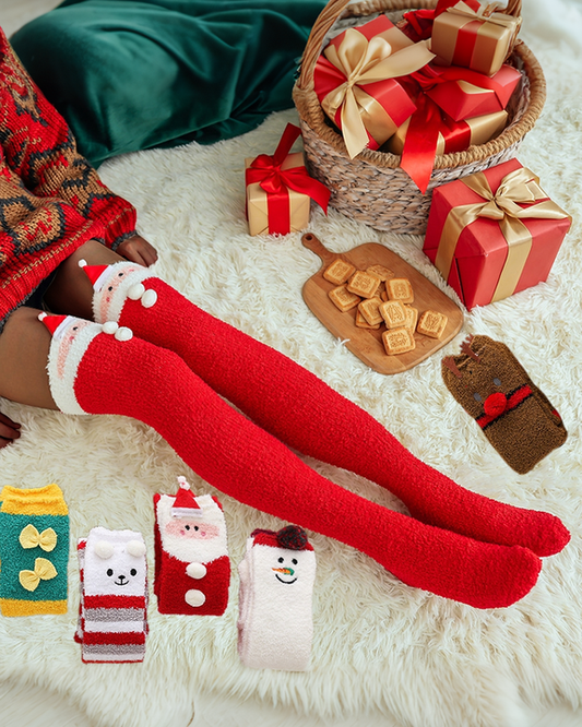 Fleece-lined and Thickened Christmas Over-the-knee Socks