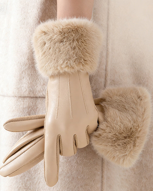 Faux Leather Plush Fleece-Lined Soft & Warm Gloves
