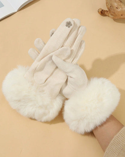 Touchscreen Velvet Imitation Rabbit Fur Gloves Velvet Warm Cold-proof Plush Gloves