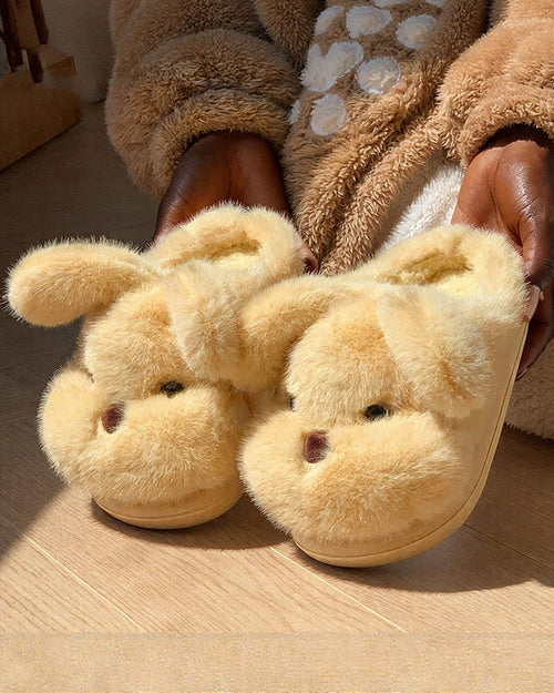 Plush Puppy Non-slip Cotton Slippers